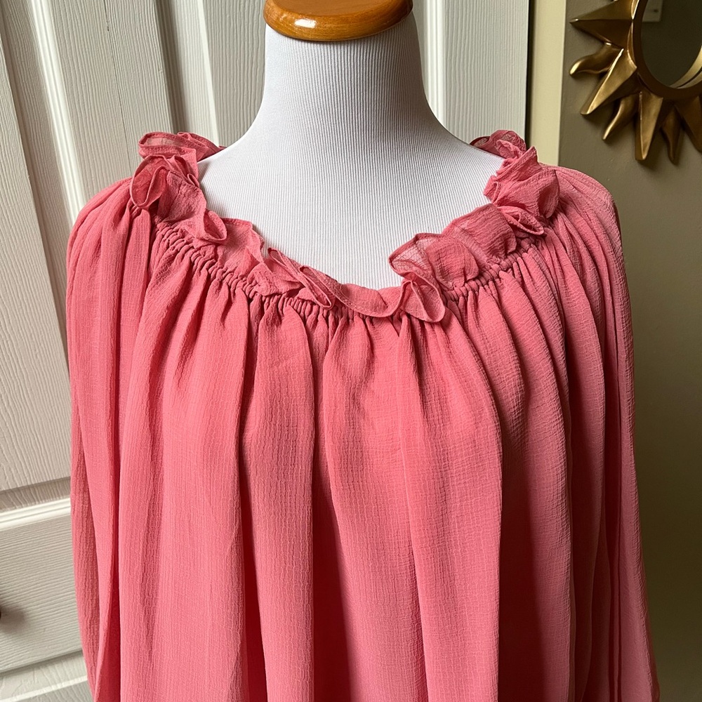 INC International Concepts Pink Ruffled Blouse - Picture 2 of 5